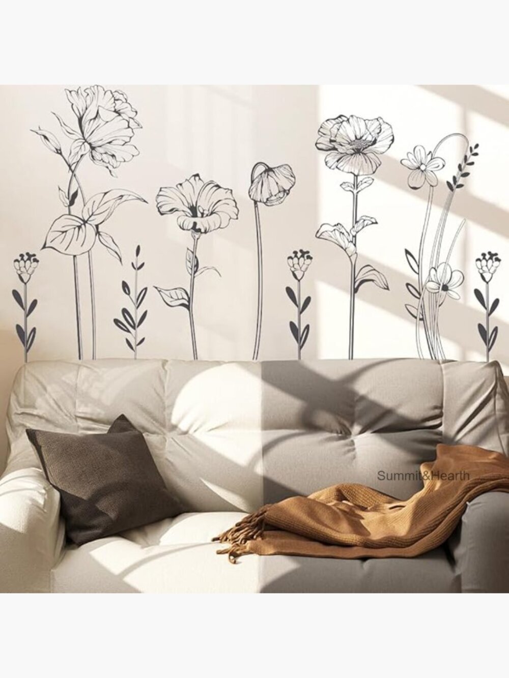 Vinyl Wall Decals Floral Boho Decor Easy Apply Reusable Home Stickers